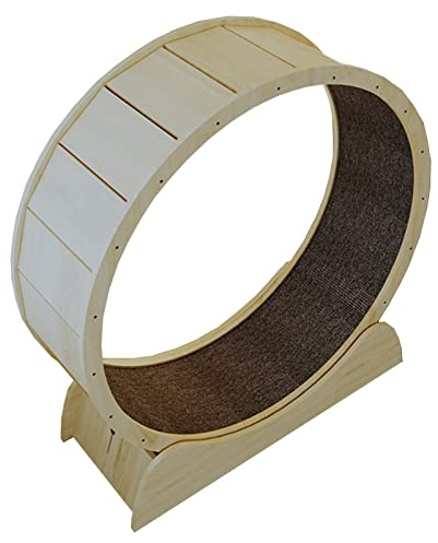 Katzenlaufrad für den Innenbereich, Katzenlaufrad, kleine Lücke, Retro-Katzenlaufband/Katzenlaufrad aus Holz, leise, Katzensportspielzeug, reibungsloser Lauf, einfache Montage (Größe: S-Inne