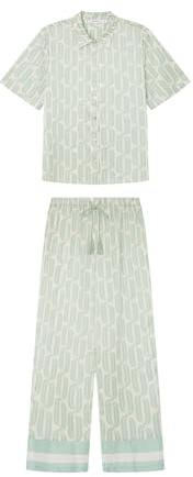 Women'secret Pyjama Capri mit geometrischem Druck, Pyjama, für Damen, Muster Grün, 36