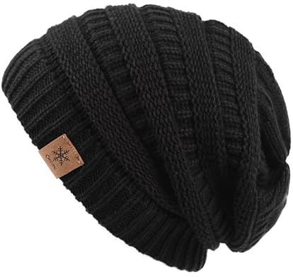 CAOZITOU Mütze Damen Winter, Beanie Wintermütze Thermo Warm Fleece, Weiche Strickmütze für Outdoorsport (Schwarz)