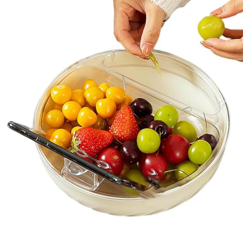 Snackschale mit Handyhalterung, abnehmbare Schüssel mit Handyhalter, doppellagiger Ablaufkorb – Snack-Servierschale, Nussschale für den Haushalt, für Kirschen, Früchte