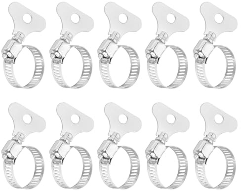 sourcing map 16Pcs Stainless Steel Hose Clamps Worm Gear Hose Clamp, 16-25mm(5/8 to 1) Adjustable Thumb Screw Key Type Clamps Fuel Line Clamps 8mm Bandwidth for Plumbing, Automotive