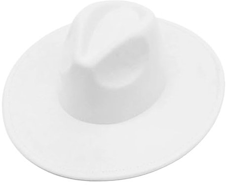 Cowboyhut für Damen und Herren, große Krempe, lässiger Filzhut, Retro-Fedora, Party, Hochzeit, weiß, 6 7/8-7 1/8