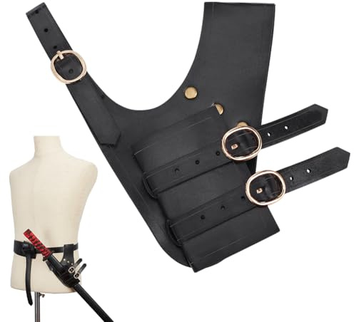 NBEADS Medieval Sword Frog Holster, Leather Sword Holster for Belt Right Sword Sheath PU Leather Sword Holder Renaissance Belt Sheath for Dagger Knight Pirate Cosplay Costume, Black
