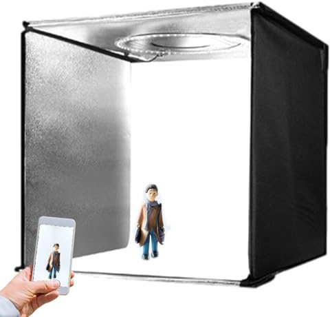 Box Photo - Tavolo Luminoso per Fotografia, Scatola Luminosa per Fotografia di Prodotti 25x25x25cm Prodotti | Kit di Supporto per Servizio fotografico Pieghevole e Sfondo Fotografico Ad Alta Colore