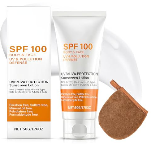 Creme Solaire Indice 100, Creme Solaire 100 Spf, Sunscreen SPF 100, Exture Légère Non Grasse, Résistant à L'eau, 50g