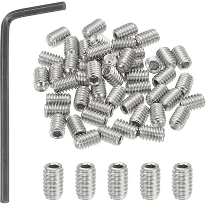 PATIKIL Tornillos prisioneros con cabeza hexagonal interna #8-32x1/4, 50 Pcs, acero Inox 304, tornillos de punta cóncava con llave hexagonal para manijas de puertas y accesorios de baño