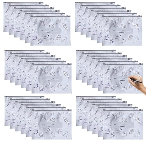 Lot de 30 sacs de conservation alimentaires réutilisables en plusieurs tailles - Récipients anti-fuite en aluminium - Pour cuisine, viande, sandwich, déjeuner, Sa