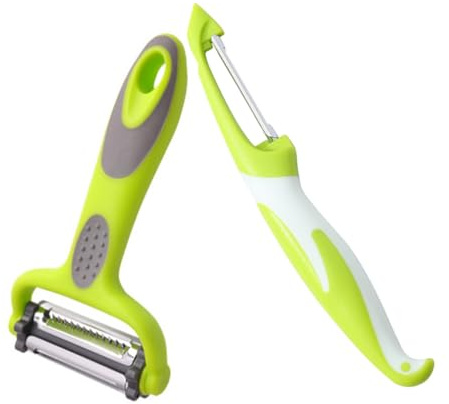 HOMOBABE Edelstahl Schäler Set 2Er 3-in-1 Karotten- Und Kartoffelschäler Für Obst Und Gemüse Ergonomischer Griff Kompakt Für Küche Haushalt Gastronomie