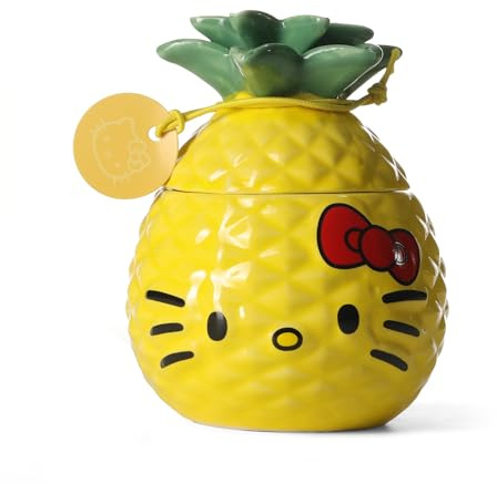 Hello Kitty Rose & Cherry Blossom Scented Candle – 1-Wick 213g Spring Candle in Reusable Plant Pot, Floral Fragrance, Gift & Décor (Tropical Pineapple)