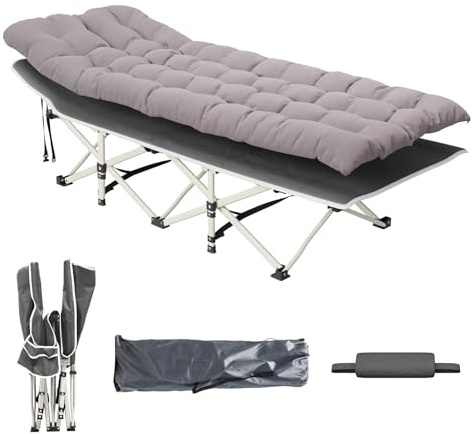 Feldbett Klappbar mit Matratze, Klappbett Leicht bis 150kg, Campingbett Klappbar Gästebett mit Tragetasche Outdoor Bett für Garten Strand Reisen Camping Bett Campingliege Erwachsene (176 X 64 X 37 cm)