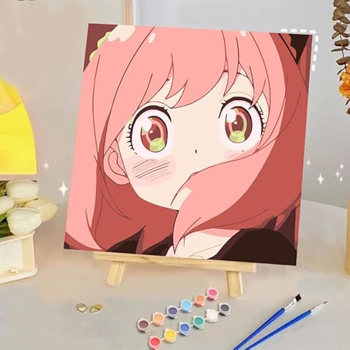 YSCOLOR Cute Anime Portrait Paint by Numbers Kits Perfect for Little Artists Including Inner Frame 20x20 cm