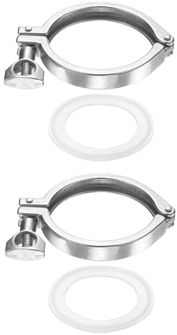 PATIKIL Tri Sanitary Clamp Single Pin, 2Set Heavy Duty 304 Stainless Steel Clamp Sanitary Fittings with Wing Nut Silicone Gasket for Ferrule TC Tube OD 2.5, Silver