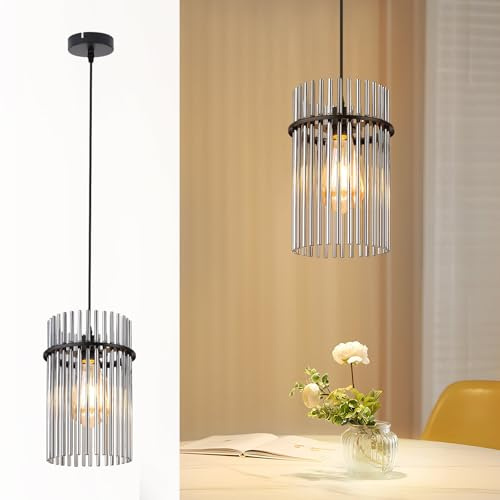 Lichtmaler Pendelleuchte Esstisch Hängelampe 1 Flammig - Hängeleuchte Schwarz E27 Esszimmerlampe Glas für Esszimmer Schlafzimmer Cafe Bar Küche (ohne Leuchtmittel)
