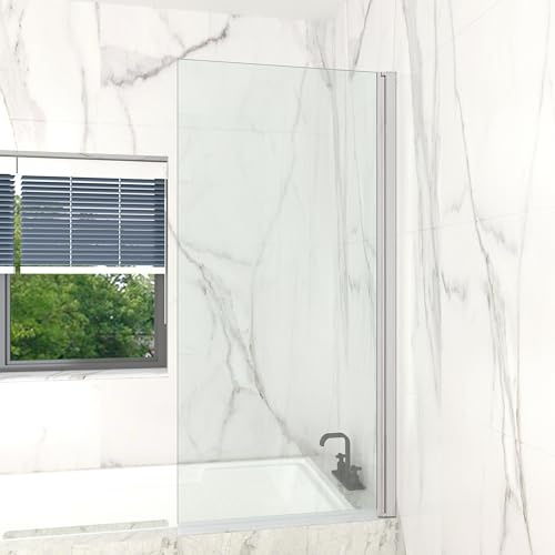 T&K Paroi de douche pour baignoire 70 x 140 cm Chromée, Paroi de baignoire pliable bords carrés verre de sécurité trempé de 5 mm facile à nettoyer des deux côtés écran de douche