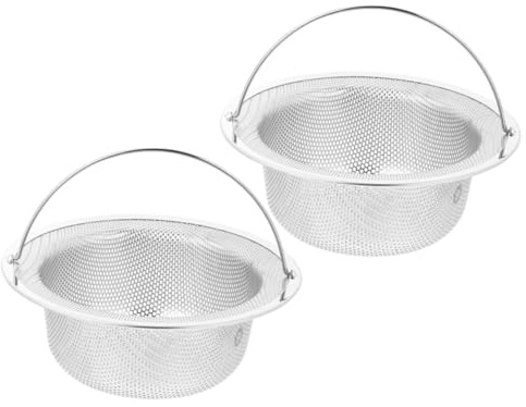 Uonlytech 2 pièces Filtre Évier Inox Passoire Évier avec Poignée Crépine Drainage Cuisine Anti-cheveux Filtre Récupération Lavabo Robuste et Facile à Nettoyer