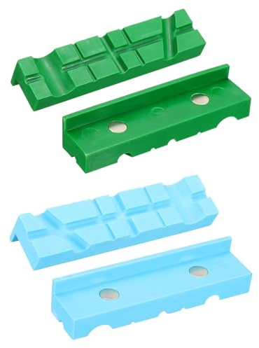 HARFINGTON 1 Set Vise Jaw Pads 5 and 5 Rubber Magnetic Vise Soft Jaws Standard Anti-Scratches Vice Covers Tools for DIY Making Woodworking Clamping Plumbing, Blue/Green