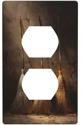 Three Brooms Retro Outlet Cover Light Switch Cover Decorative 1 Gang Wall Plate for Kitchen Room Bathroom Size 7x11.4cm