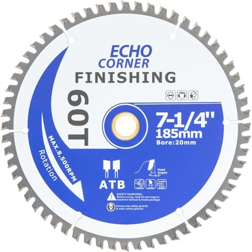 185mm TCT Wood Cutting Circular Saw Blade, Bore 20mm, 16mm ring, 60-Tooth | Compatible with 185x20 185x16 190x20 190x16 Circular Saw