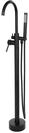 Grifo de baño montado en el suelo, grifo de pie con ducha de mano, grifo de bañera independiente, grifo de baño, grifo de ducha de pie, juego de ducha para bañera, negro