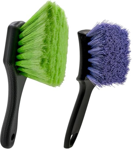 Wheel and Tire Brush Kit for Car Cleaning, Upgraded Bristles, Efficient | scratch-free | soft, dense wheel bristles and stiff efficient tire bristles | won't bend, splay, or lose shape