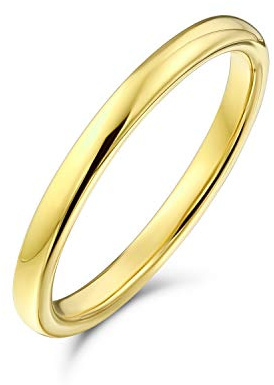 Bling Jewelry Minimalistischer 2mm Kuppel-Ehering für Männer und Frauen Stapelbares Dünnes Design Roségold Silber Schwarz Beschichtetes Titan Einfacher Paar-Schmuck