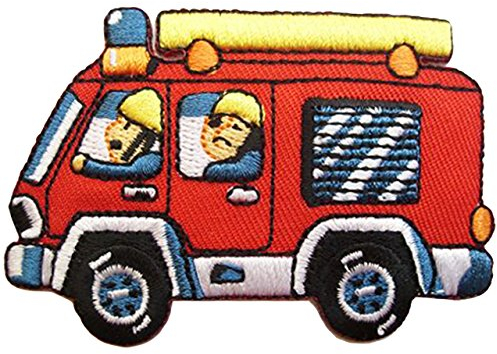 alles-meine.de GmbH Feuerwehr - 7,4 cm * 5 cm - Bügelbild/Aufnäher - Applikation Patch - Aufbügler Aufbügelflicken - Feuerwehrauto/Feuerwehrfahrzeug - Verein Löschen - Rettun..