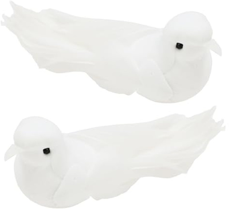 Yalulu 2 Stück 14 * 4.5 * 3.5CM Weiß Hochzeit Taubenpaar Künstlich Schaum Vögel Zuhause Ornaments Deko