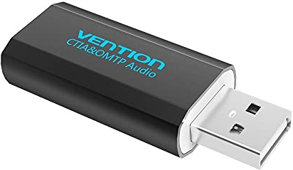 Vention Externe USB Soundkarte, USB auf Klinke Adapter mit Mikrofon, USB 2.0 Stecker auf 3.5mm Aux TRRS Buchse Adapter für PS4, Laptop, Raspberry Pi, Headset, Soundkarte (schwarz)