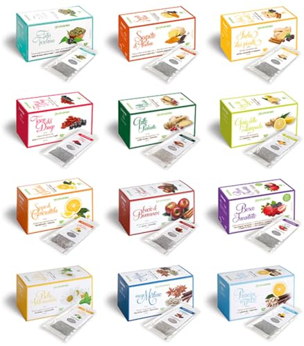 Regina di Fiori - Tisane e Infusi Assortiti. 12 Box con 15 Filtri da 3g (180 Filtri Totali)