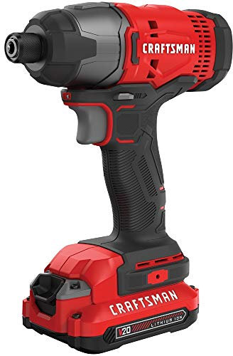 CRAFTSMAN V20 Cordless Impact Driver Kit, 1/4 inch, 2 Batteries and Charger Included (CMCF800C2)