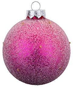 Gift Company Christbaumschmuck Christbaumkugel Deko Hänger aus Glas mit Perlen 8 cm Farbe Fuchsia