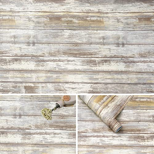 Arthome Pellicola Adesiva per mobili Rustico Legno, 44cmx3m Grigio Carta da Parati, vinile Decorativo per armadietti, mobili cucina, rimovibile, Rivestimento murale vintage a grana irregolare