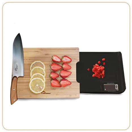 LITTLE BALANCE 8399 Chef 5 Trio USB - Balance de cuisine - Rechargeable USB - Balance 3 en 1 : Coupez, pesez, versez, tout en une seule balance de cuisine !! - 5kg / 1 g - Bambou véritable