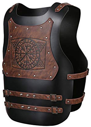 HZMAN Wikinger Krieger Brustpanzer Mittelalter PU Leder Weste Leder LARP Mittelalter Rüstung für Party Cosplay Halloween