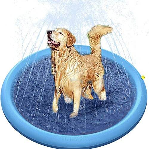 Haustier Sprinkler Pad Spielen Kühlmatte Schwimmbad Outdoor Aufblasbare Wasser Spray Pad Mat Wanne Für Hund Sommer Coole Hundebedarf Hundepool (Color : Blue150cm)