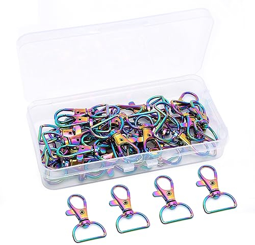 30 Stück mehrfarbige Karabinerverschlüsse, drehbarer Karabinerhaken, Schlüsselanhänger-Haken mit D-Ring für Taschen, Schlüsselband-Clips, Schlüsselanhänger, Welpenketten