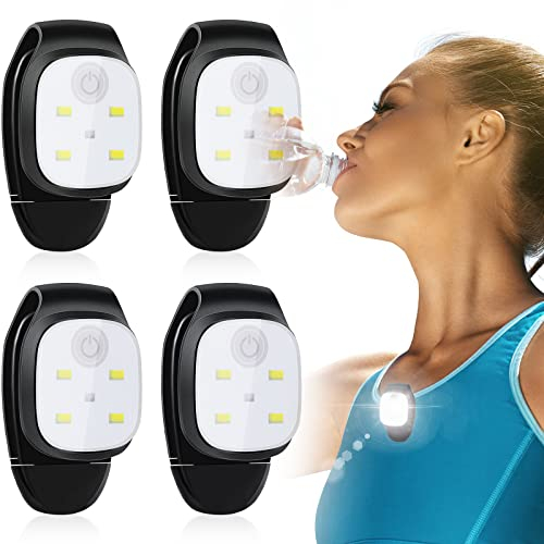 Weewooday 4 Stück Outdoor LED Clip Lampe Nacht Lauflichter Sicherheitsclip auf Taschenlampe USB Wiederaufladbare LED Lauflichter 4 Modi für Wandern Hund Camping Laufen Damen Herren Jogger Geschenke