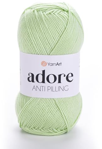 1 madeja YarnArt Adore, hilo antibolitas, 100% acrílico antibolitas, 100 g / 3.5 oz, 280 m, 3 : Light-DK, verde claro - 359