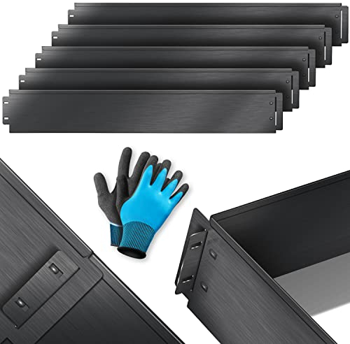 KESSER® Rasenkante Beeteinfassung Beetumrandung + Handschuhe 5m 100x18cm Beetbegrenzung Rasenbleche Mähkante Metall Palisade Schwarz