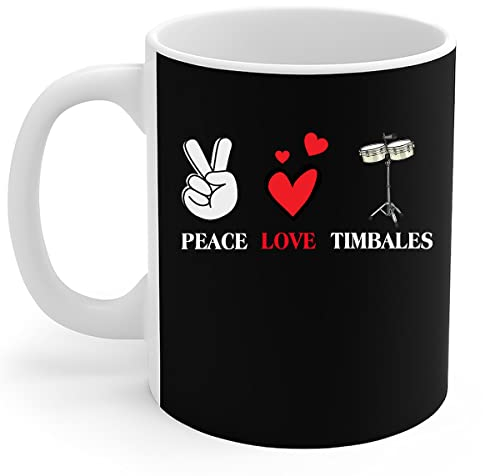 456 Tasse Céramique Cadeau D'Instrument De Musique Peace Love Timbales Amusants Tasse En Céramique Café Personnalisable Tasses De Petit Déjeuner Pour Anniversaire Amies Collègue 330Ml