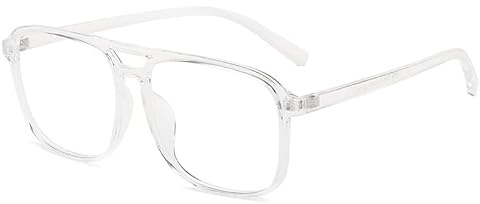 NEWADA Aviator Square Frame Reading Glasses for Men and Women, Anti Blue Ray Computer Reader, Stylish Anti UV Eyeglasses (Color : Clear, Size : +0.00)