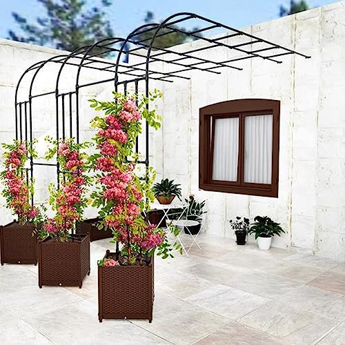 EMENAR 240CM Außen Dekoration Torbogen Garten Halbbogen Wetterfeste Pergola Spalier Aus Metall Freistehend Kletterpflanzen Rankbogen Rosenhilfe (Size : 150x240x40cm(59x96x16in))