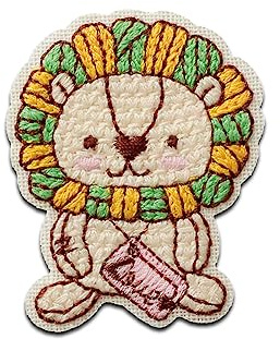 Mono-Quick Löwe mit Wolle Tier - Aufnäher, Bügelbild, Aufbügler, Applikationen, Patches, Flicken, zum aufbügeln, Größe: 5 x 4 cm