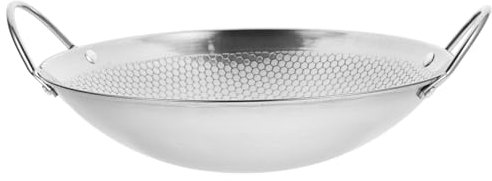 BESTonZON Sartén de acero inoxidable para camping, wok, sartén de acero inoxidable, sartén coreana, olla de recalentamiento, mini wok, utensilios de cocina antiadherentes, sartén profunda de metal