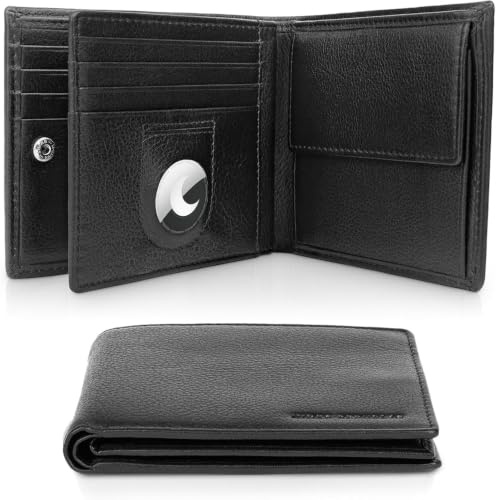 HIDES REPUBL1C® AirTag Wallet mit Münzfach und RFID-Schutz | AirTag Geldbeutel | Portmonee Herren | Leder Geldbeutel Herren | Leder Geldbörse Herren