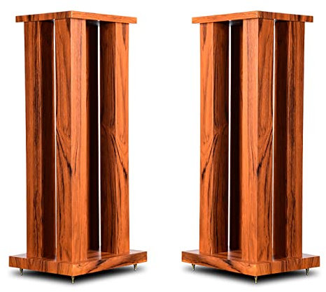 Pieds d'Enceintes Supports d'enceintes à Grain de Bois, Colonne Solide épaissie sans Remplissage de Sable, supportent des Enceintes de Style bibliothèque jusqu'à 55 lb/25 kg, pour cinéma Maison (Cou