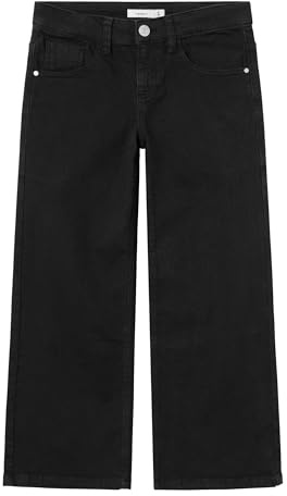 Name IT NKFROSE Wide TWI Pant 1115-TP Noos, Pantalón de Tela Niñas, Black,