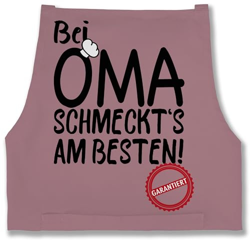 Schürze - Erwachsene - Bei Oma schmeckts am besten - 85x69 - Rosa - geschenk kochen kochschürze damen für weimachtsgeschenke schmeckt bäckerschürzen beste omas mit spruch