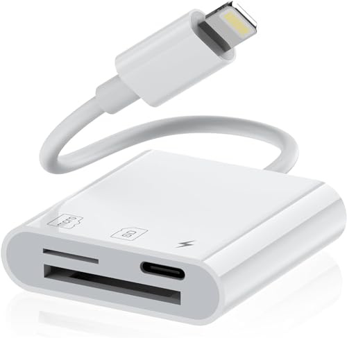 Lecteur de Carte SD pour iPhone iPad, Lightning vers Lecteur de Carte SD, visionneuse de Carte SD pour Appareil Photo de Chasse avec, Adaptateur de Carte mémoire pour la Photographie.