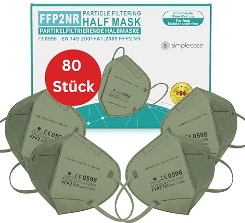 SIMPLECASE 40x FFP2 Maske, CE Zertifiziert von offiziell benannter Stelle CE 0598, Atemschutzmaske, Partikelfiltermaske